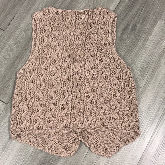 Ann Taylor Retro Khaki Boho Crochet Vest size M - Picture 7 of 9